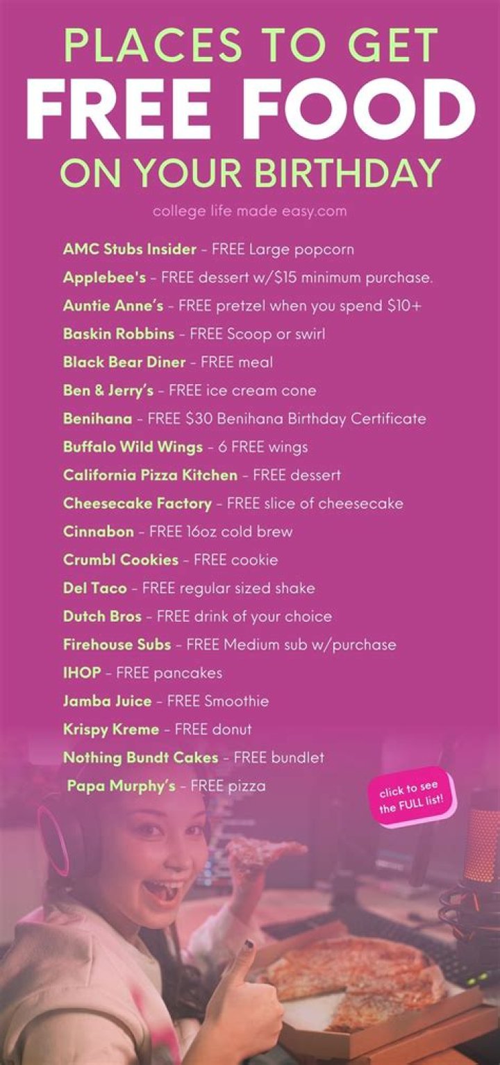 35 Places to Get Birthday Freebies on Your Special Day